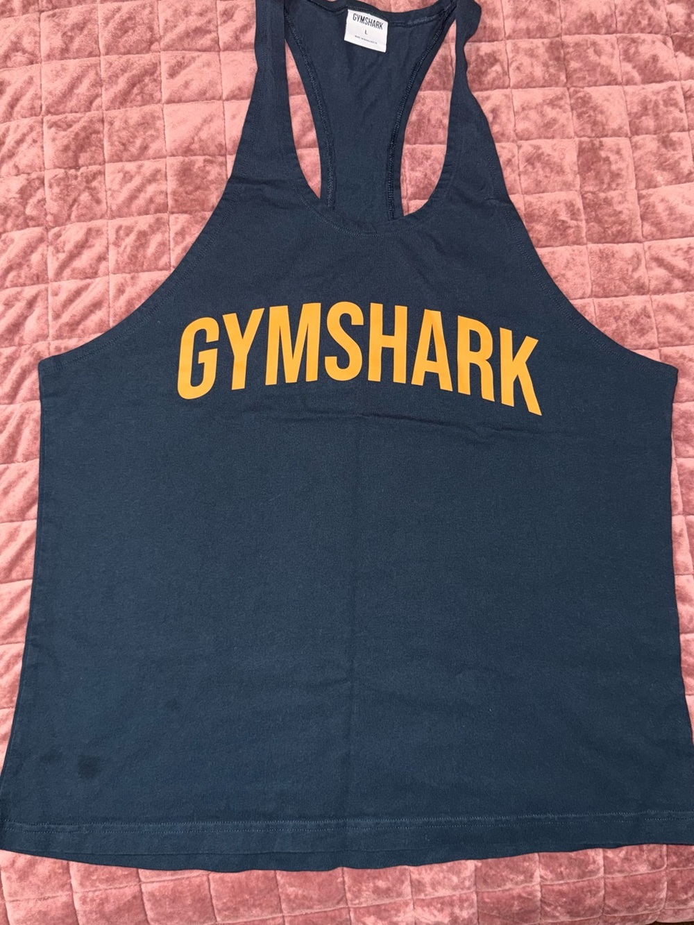 Gymshark Slate Blue Top with Black Logo Tag